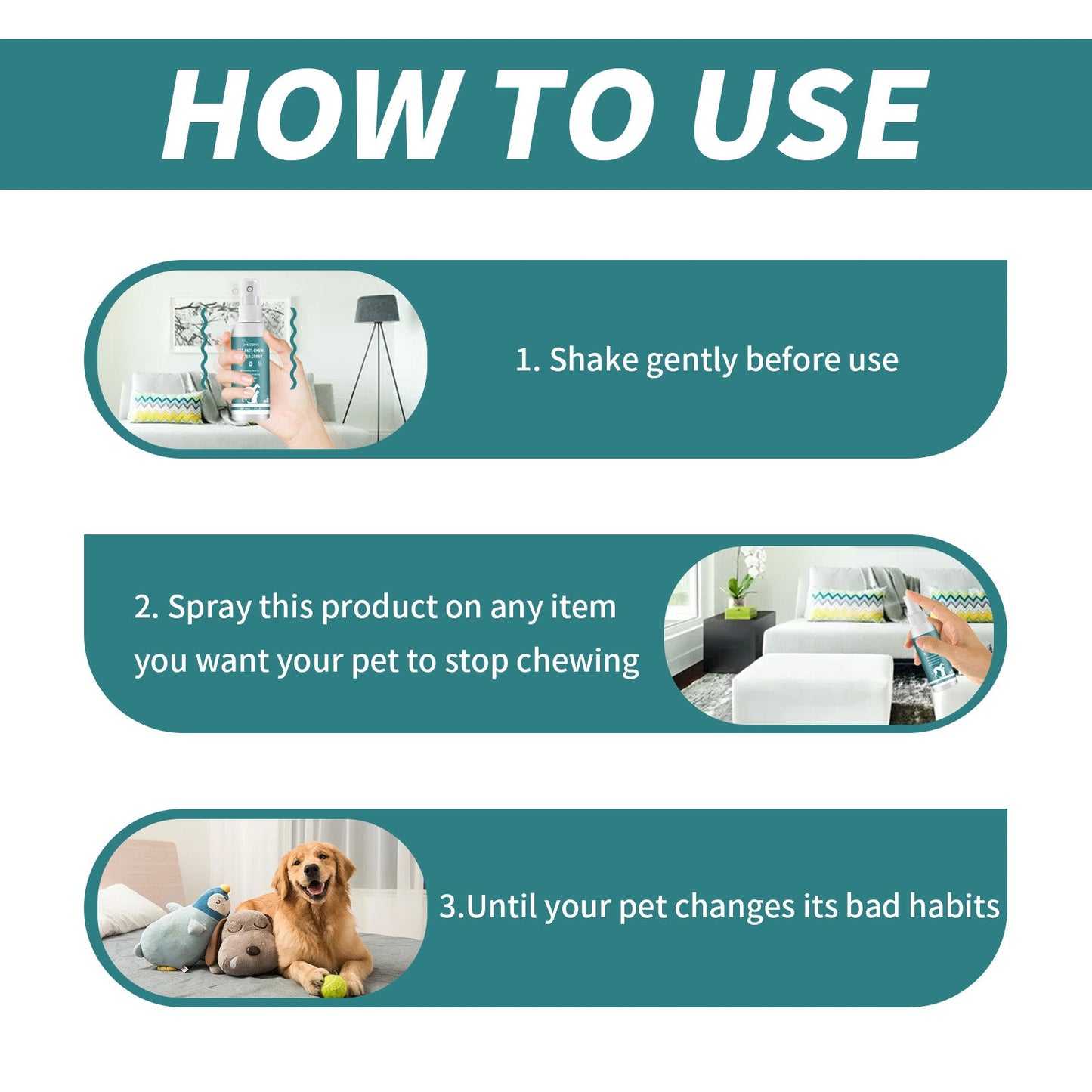 Anti-Chew & Scratch Behavior Modification Spray for Pets