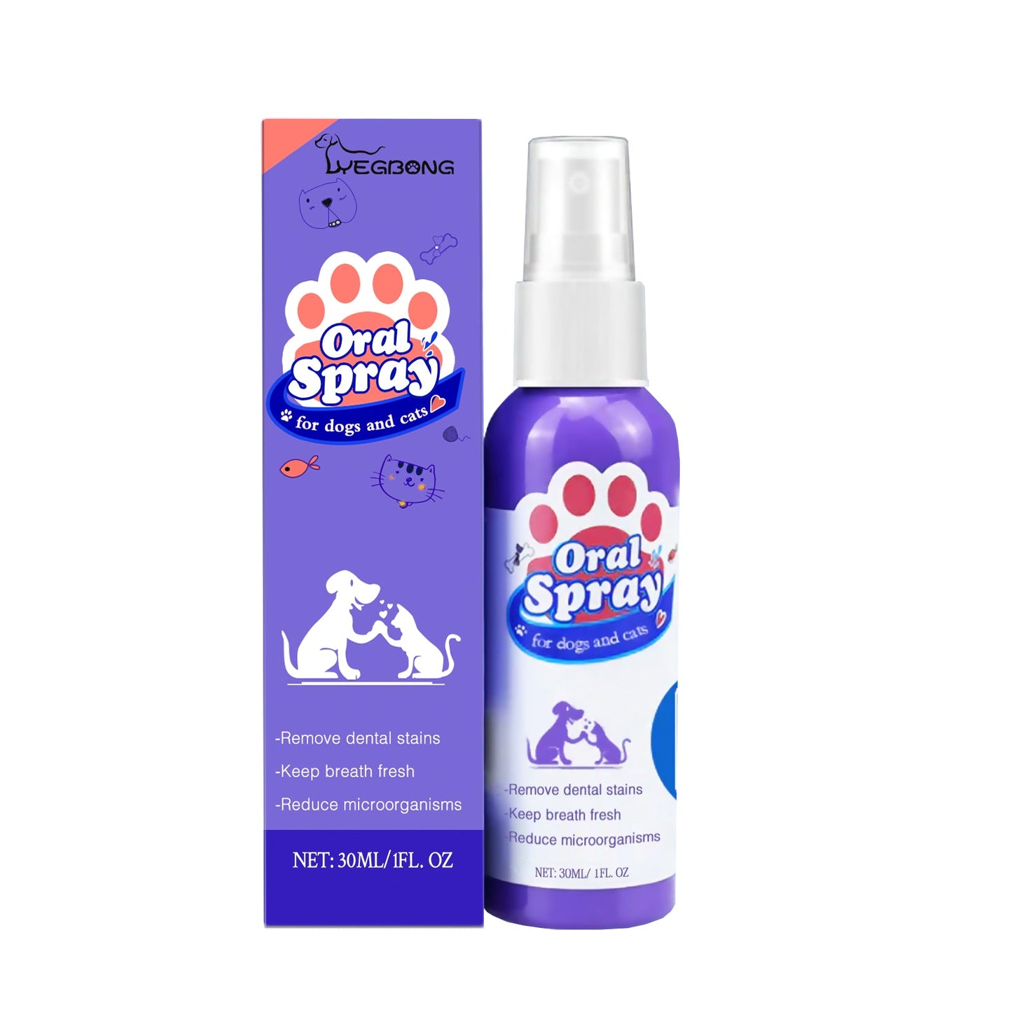 Pet Dental Mouth Spray for Cats & Dogs- Fresh Breath & Plaque Remover