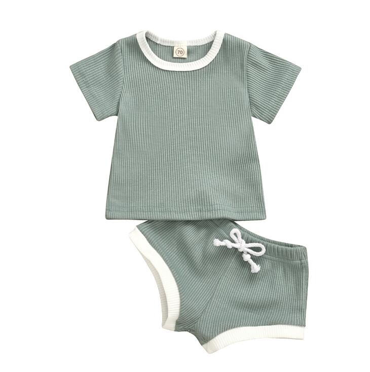 Baby Ribbed Short-Sleeve Top & Shorts Set