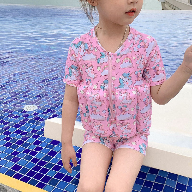 Kids Buoyancy Float Vest One-Piece Swimsuit