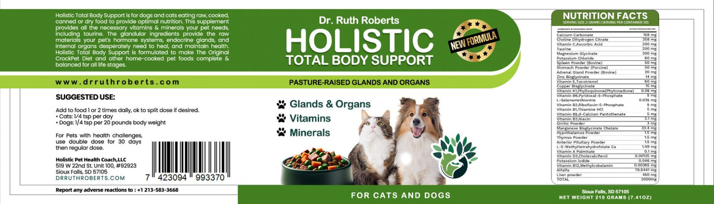 Holistic Total Body Support – Multivitamin & Glandular Support for Cats and Dogs