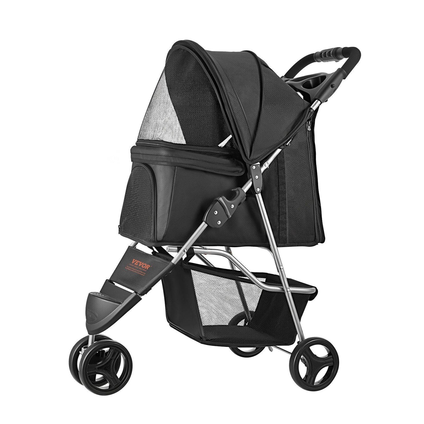 Foldable 3 Wheel Dog Stroller with Brake up to 35lbs