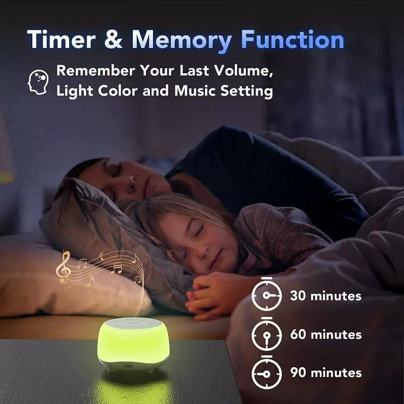 Portable White Noise Sound Machine & Night Light for Baby