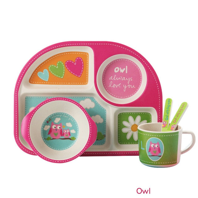 5-Piece Bamboo Fiber Baby Dinnerware & Feeding Set