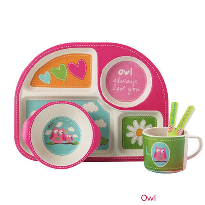5-Piece Bamboo Fiber Baby Dinnerware & Feeding Set