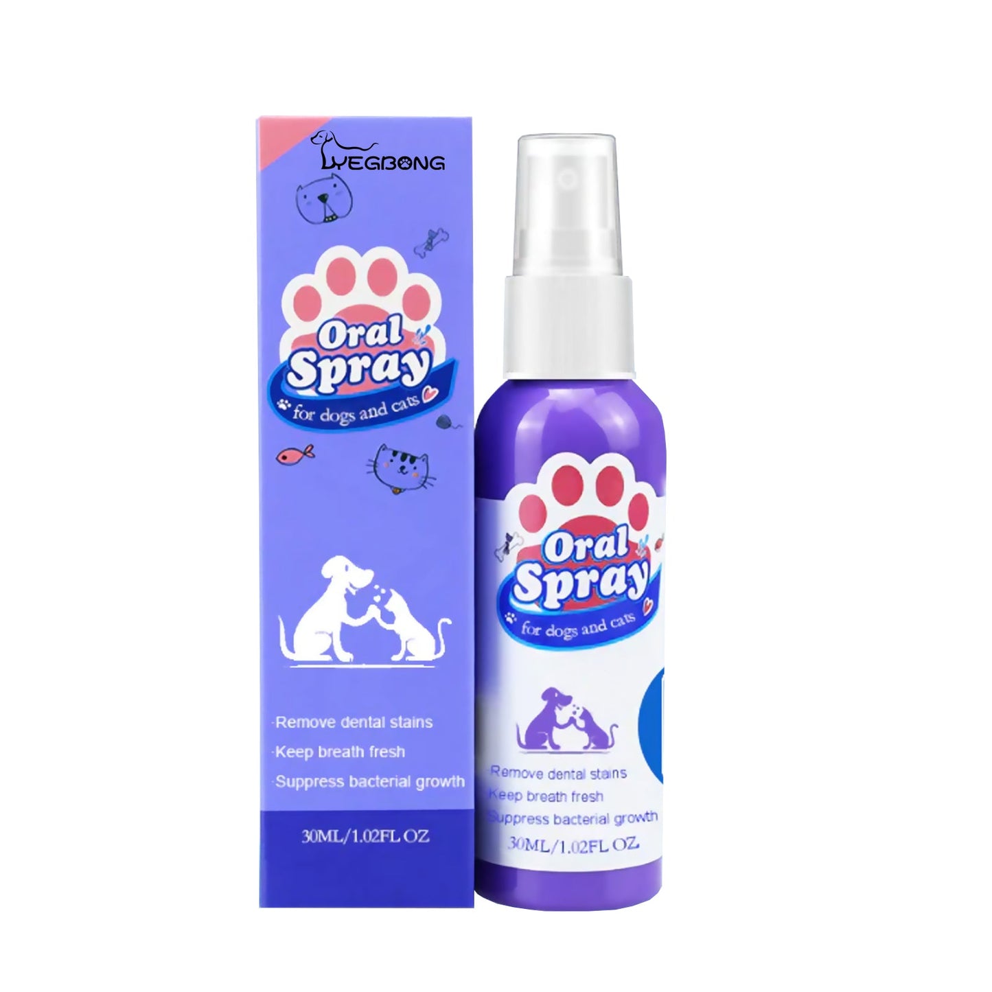 Pet Dental Mouth Spray for Cats & Dogs- Fresh Breath & Plaque Remover