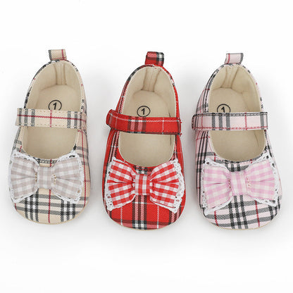 Cloth-Upper Baby Girl Shoes with PVC Soles