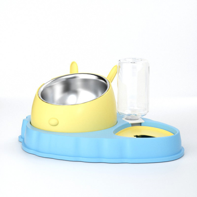 Carrot Design Tilted Double Pet Feeding Bowl
