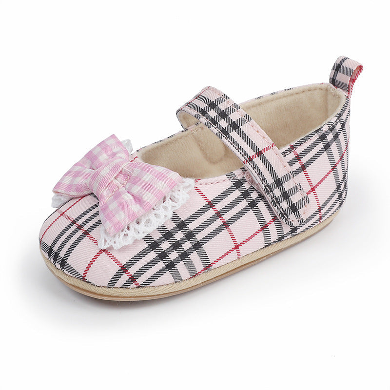 Cloth-Upper Baby Girl Shoes with PVC Soles