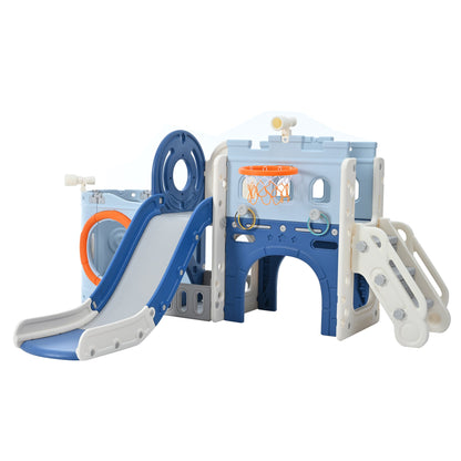10-in-1 Pirate Ship Toddler Slide Set with Basketball Hoop