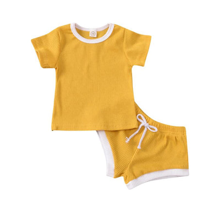 Baby Ribbed Short-Sleeve Top & Shorts Set