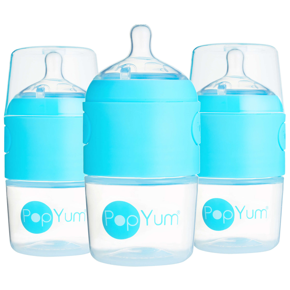 PopYum 5oz Anti-Colic Baby Bottle | 3-Pack Blue | Slow Flow