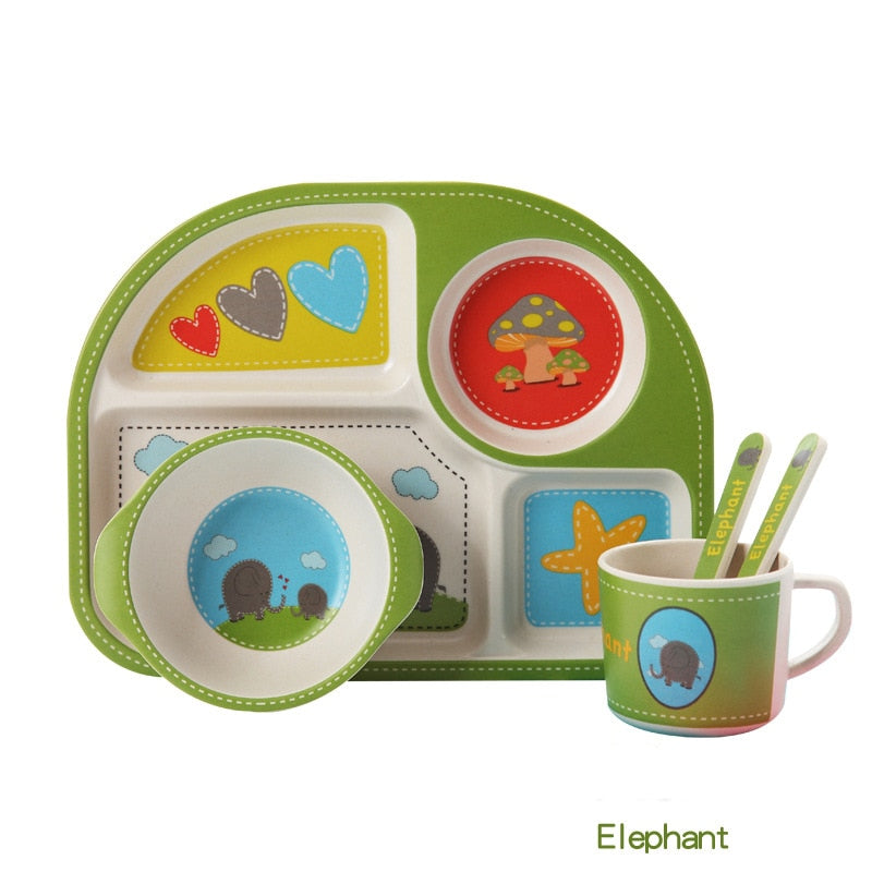 5-Piece Bamboo Fiber Baby Dinnerware & Feeding Set