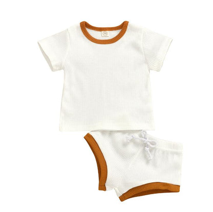 Baby Ribbed Short-Sleeve Top & Shorts Set
