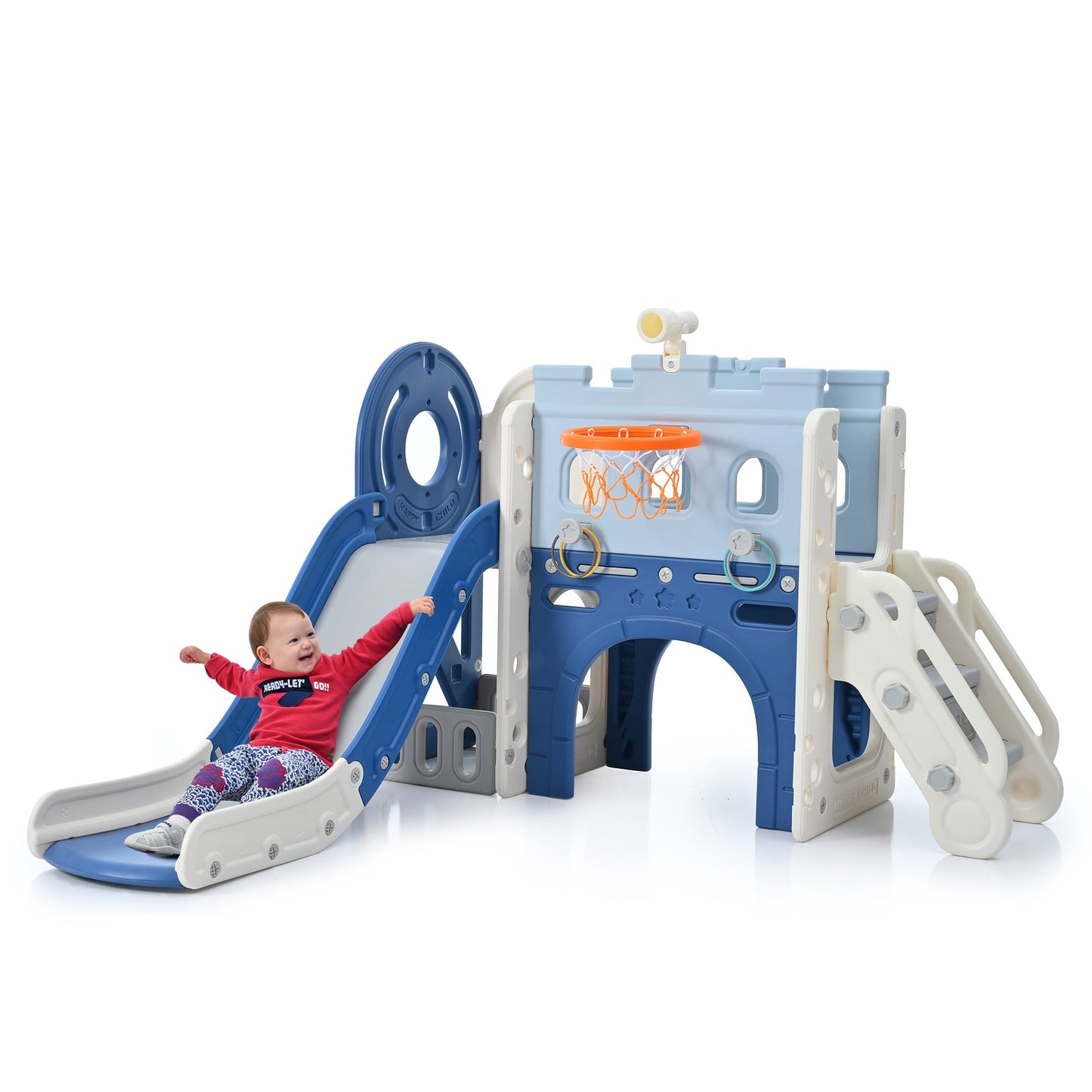 9-in-1 Pirate Ship Toddler Slide Set with Tunnel & Hoop