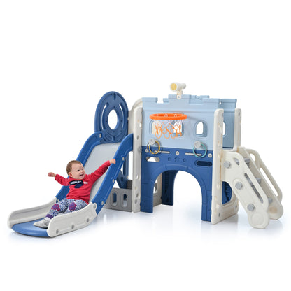9-in-1 Pirate Ship Toddler Slide Set with Tunnel & Hoop