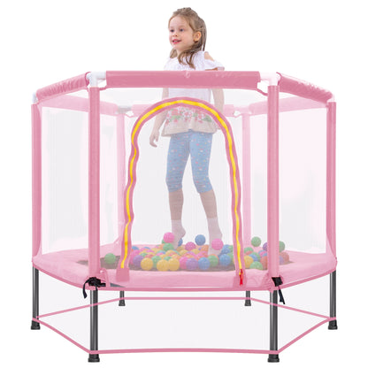 55" Kids Mini Trampoline with Safety Net & Ocean Balls