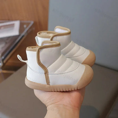 Plush-Lined Kids' Winter Boots with Synthetic Leather Uppers