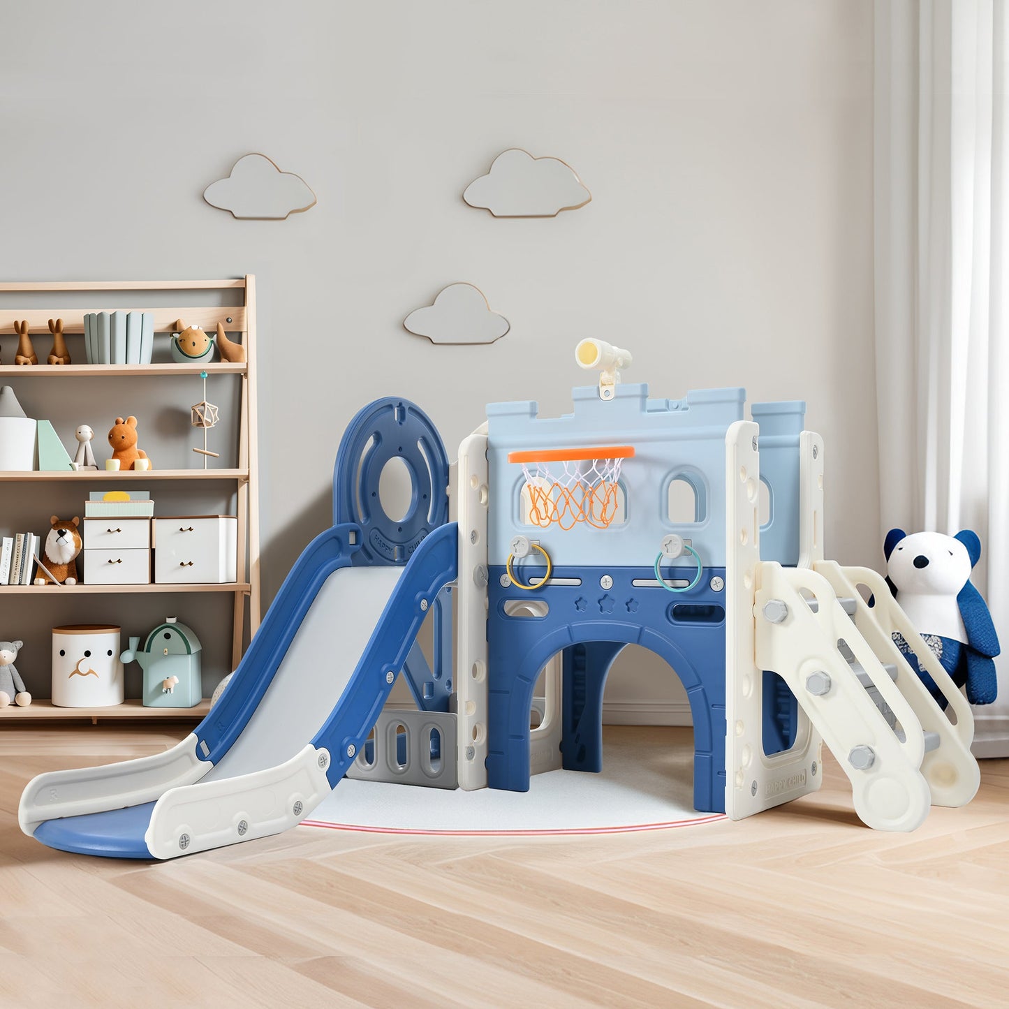 9-in-1 Pirate Ship Toddler Slide Set with Tunnel & Hoop