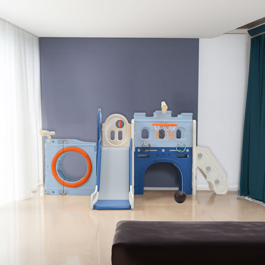 10-in-1 Pirate Ship Toddler Slide Set with Basketball Hoop