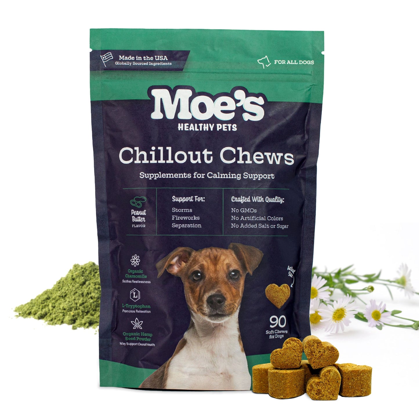 Moe's Chillout Chews - Dog Calming Supplements with Hemp & Chamomile