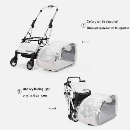 Foldable 4-Wheel Pet Dog & Cat Stroller (up to 15kg)