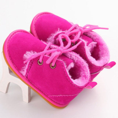 Lace-Up Cotton Baby Ankle Booties