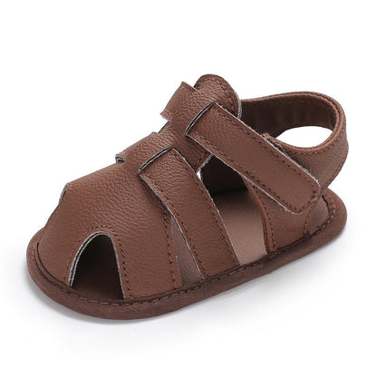 Solid-Color Baby Boy Cotton Sandals with Velcro