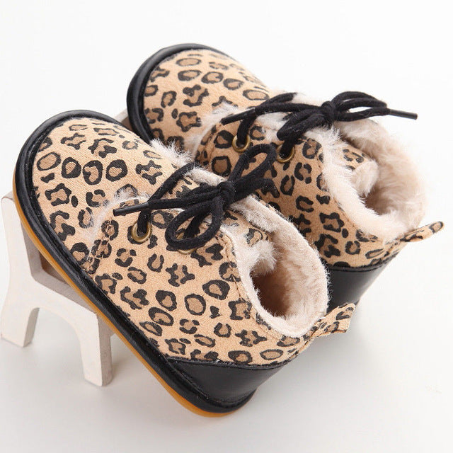 Lace-Up Cotton Baby Ankle Booties