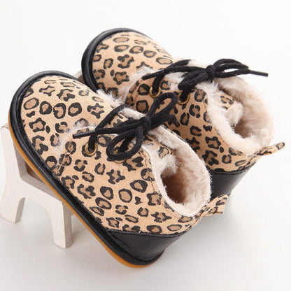 Lace-Up Cotton Baby Ankle Booties