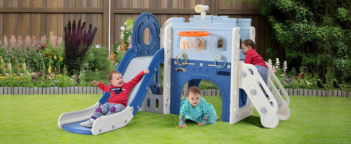 9-in-1 Pirate Ship Toddler Slide Set with Tunnel & Hoop