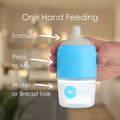 PopYum 5oz Anti-Colic Baby Bottle | 3-Pack Blue | Slow Flow