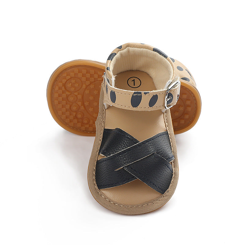 PU Baby Girl Sandals with PVC-Rubber Soles