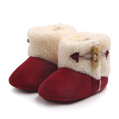 Plush-Lined Baby & Toddler Winter Ankle Boots with Buckle