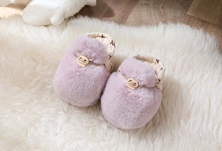 Plush Fleece Baby Winter Booties with Soft Soles