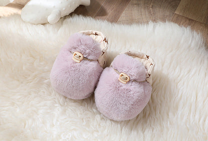 Plush Fleece Baby Winter Booties with Soft Soles
