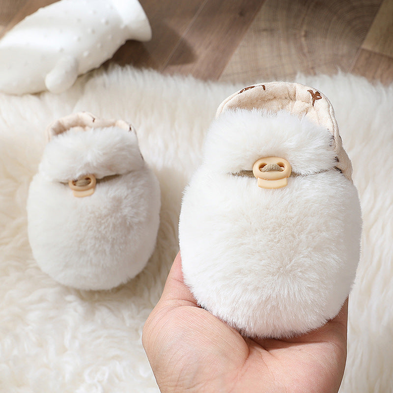 Plush Fleece Baby Winter Booties with Soft Soles
