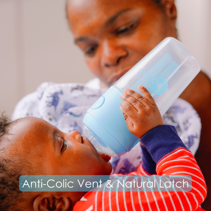 PopYum 5oz Anti-Colic Baby Bottle | 3-Pack Blue | Slow Flow
