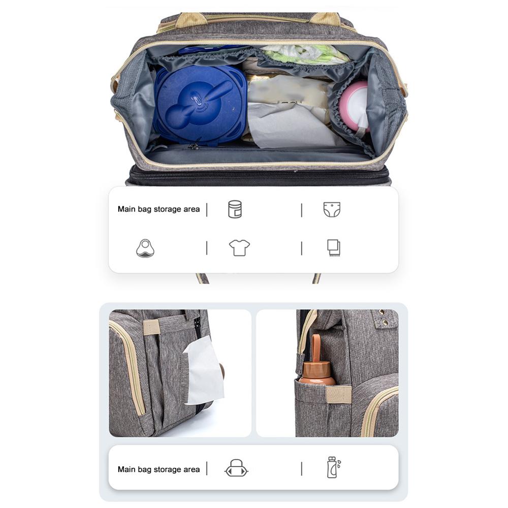 Convertible Lightweight Baby Diaper Bag Backpack & Bed