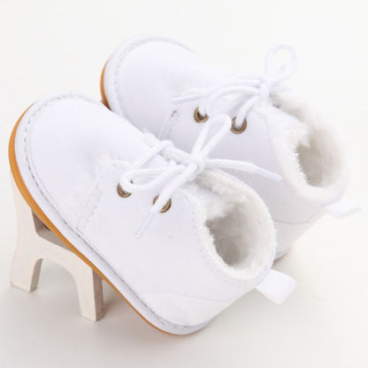 Lace-Up Cotton Baby Ankle Booties