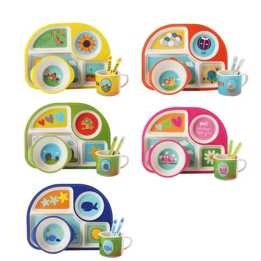 5-Piece Bamboo Fiber Baby Dinnerware & Feeding Set