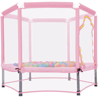 55" Kids Mini Trampoline with Safety Net & Ocean Balls