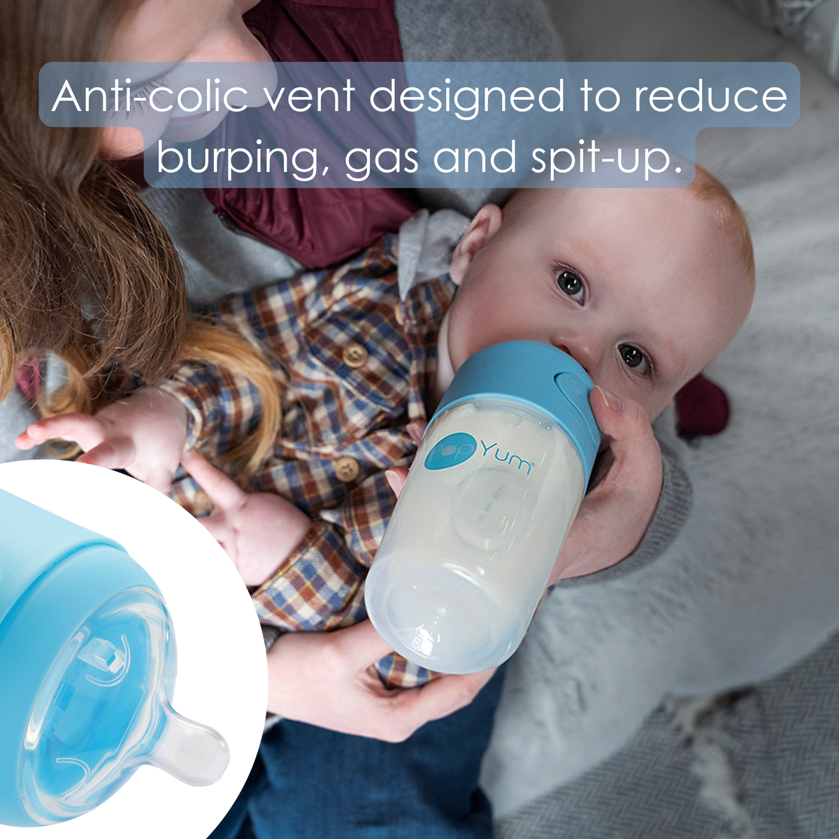 PopYum 5oz Anti-Colic Baby Bottle | 3-Pack Blue | Slow Flow