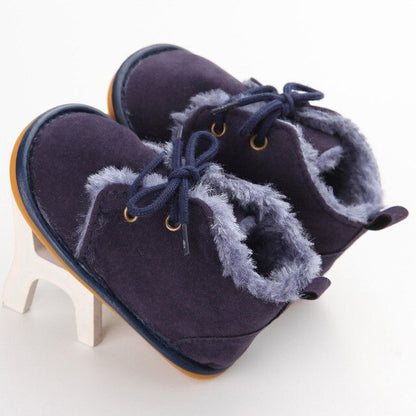 Lace-Up Cotton Baby Ankle Booties