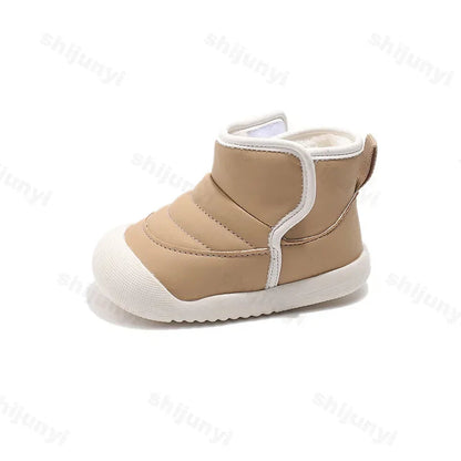 Plush-Lined Kids' Winter Boots with Synthetic Leather Uppers