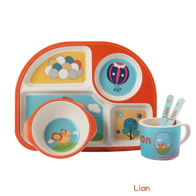 5-Piece Bamboo Fiber Baby Dinnerware & Feeding Set