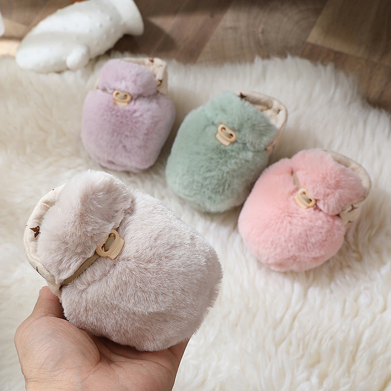 Plush Fleece Baby Winter Booties with Soft Soles