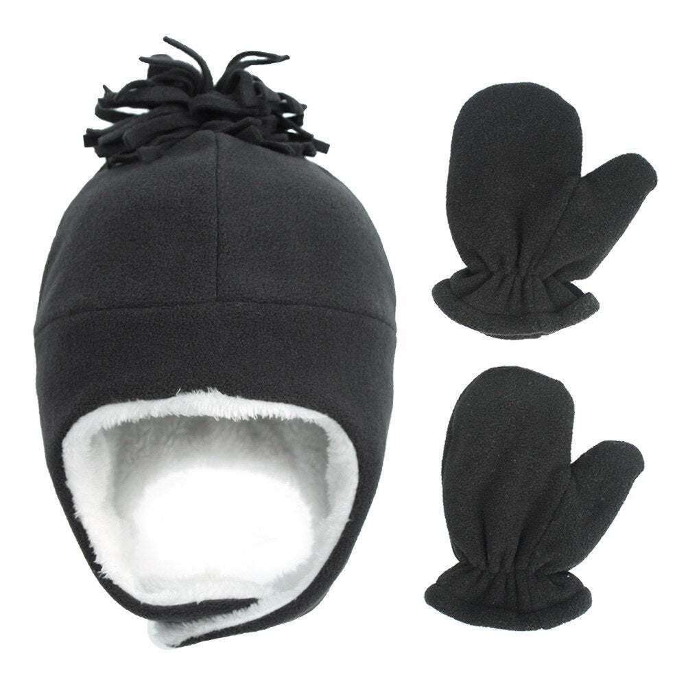 Newborn Beanie Hat & Gloves Set with Ears
