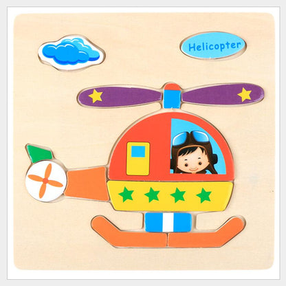 3D Wooden Animal Vehicle Puzzle Toy for Kids