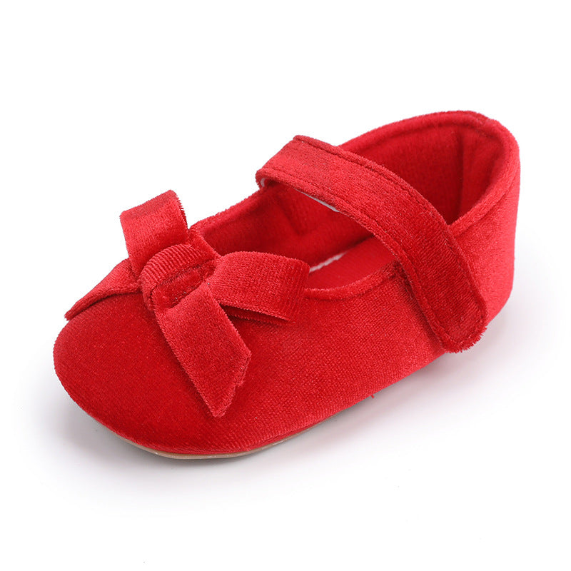Baby Girl Flannel Dress Shoes with Soft Soles